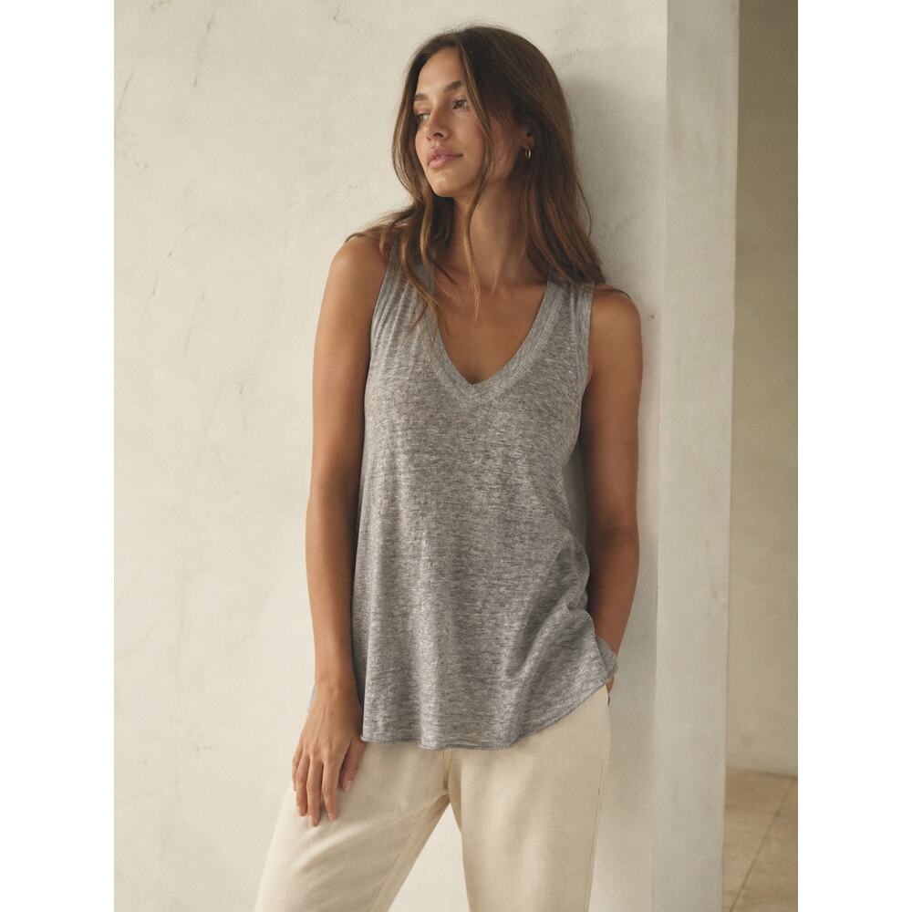 NORDSTROM STEM Womens V-neck Burnout Tank Tunic Top in Grey Size XS